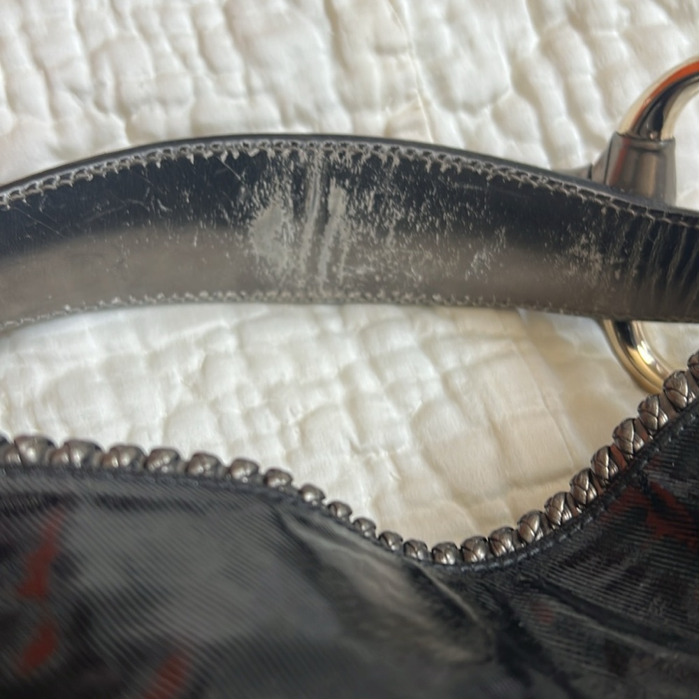 Vintage Gucci Hobo Horsebit Shoulder Bag Black Patent/leather Gold tone - Picture 11 of 14